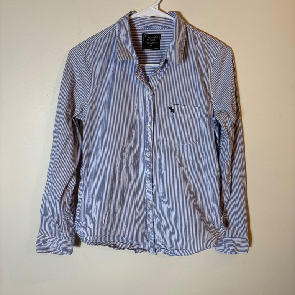 Abercrombie & Fitch Striped Button Down Long Sleeve Shirt Mens Size M‎